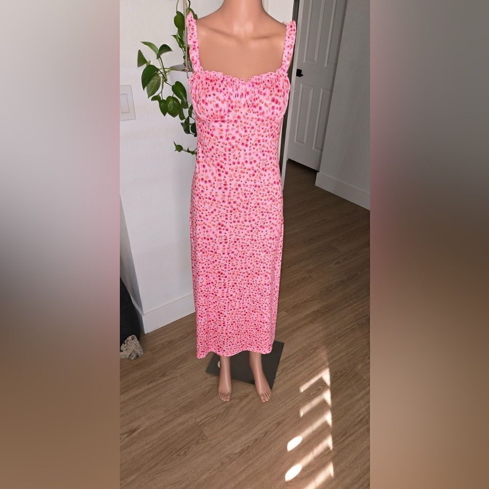 NWT size small pink and white summer midi dress